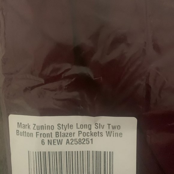 NWT MARK ZUNINO STYLE BUTTON FRONT BLAZER 6 WINE - Picture 12 of 13